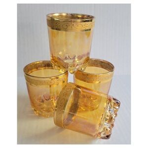Vintage Gold Turkish Lowball Glass Set of Four